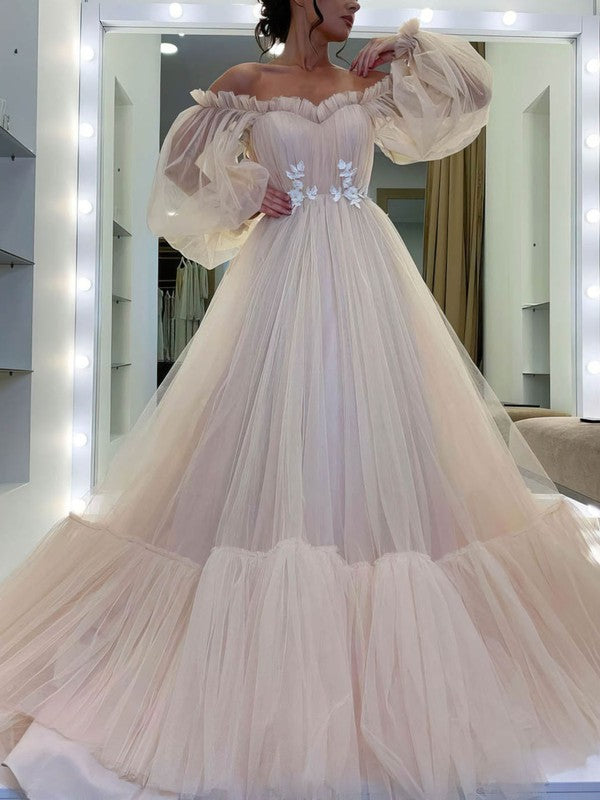 Elegant Off-the-shoulder Tulle Ball Gown Prom Dress