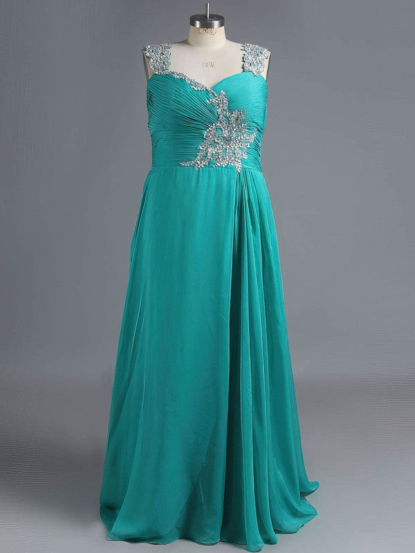 A-line Sweetheart Chiffon Split Front Prom Dress with Sweep Train