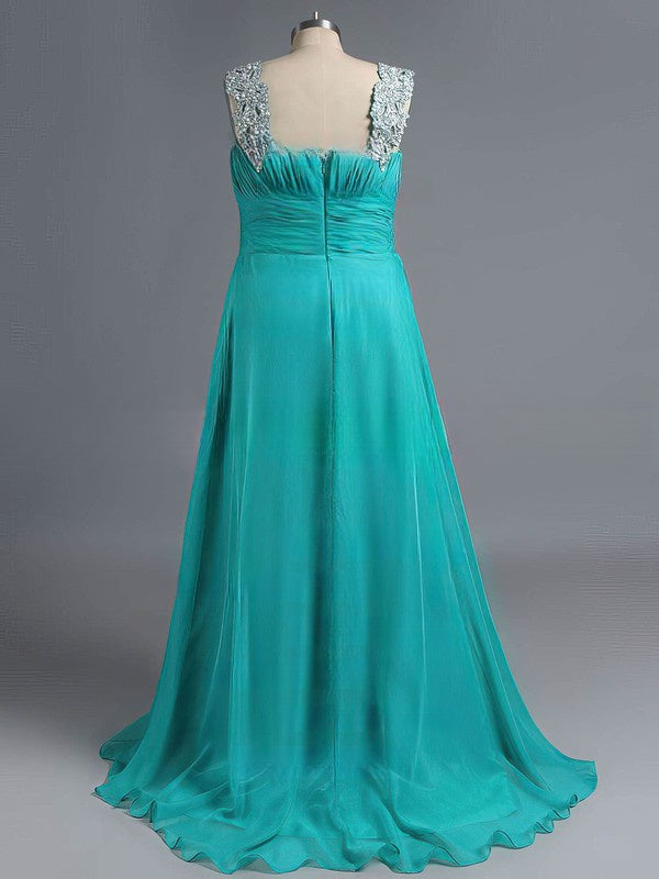 A-line Sweetheart Chiffon Split Front Prom Dress with Sweep Train