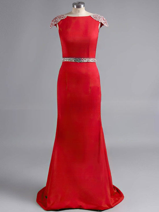 Sheath/Column Prom Dress with Scoop Neck and Beading